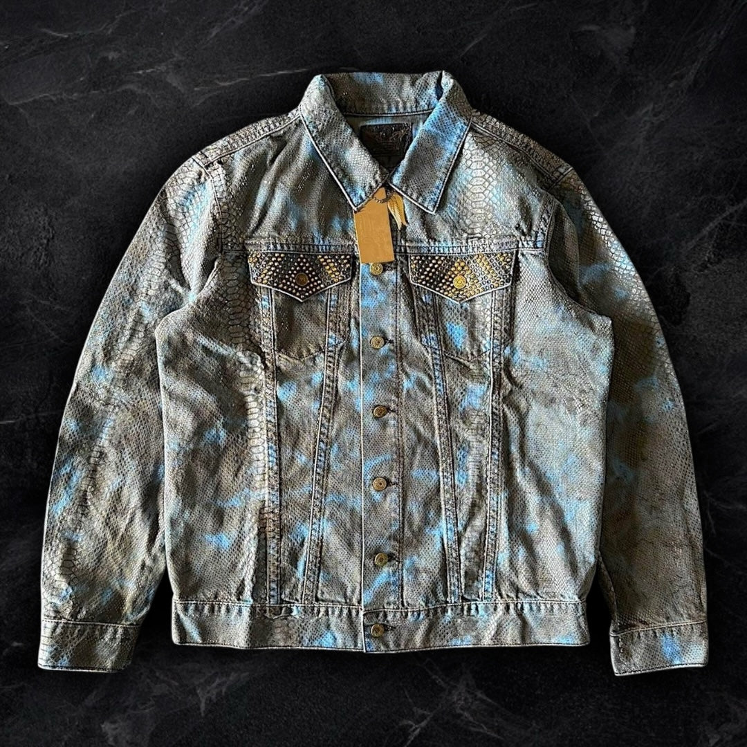 “MIAMI BROWN SNAKESKIN WASH” Robins Jeans Denim Jacket