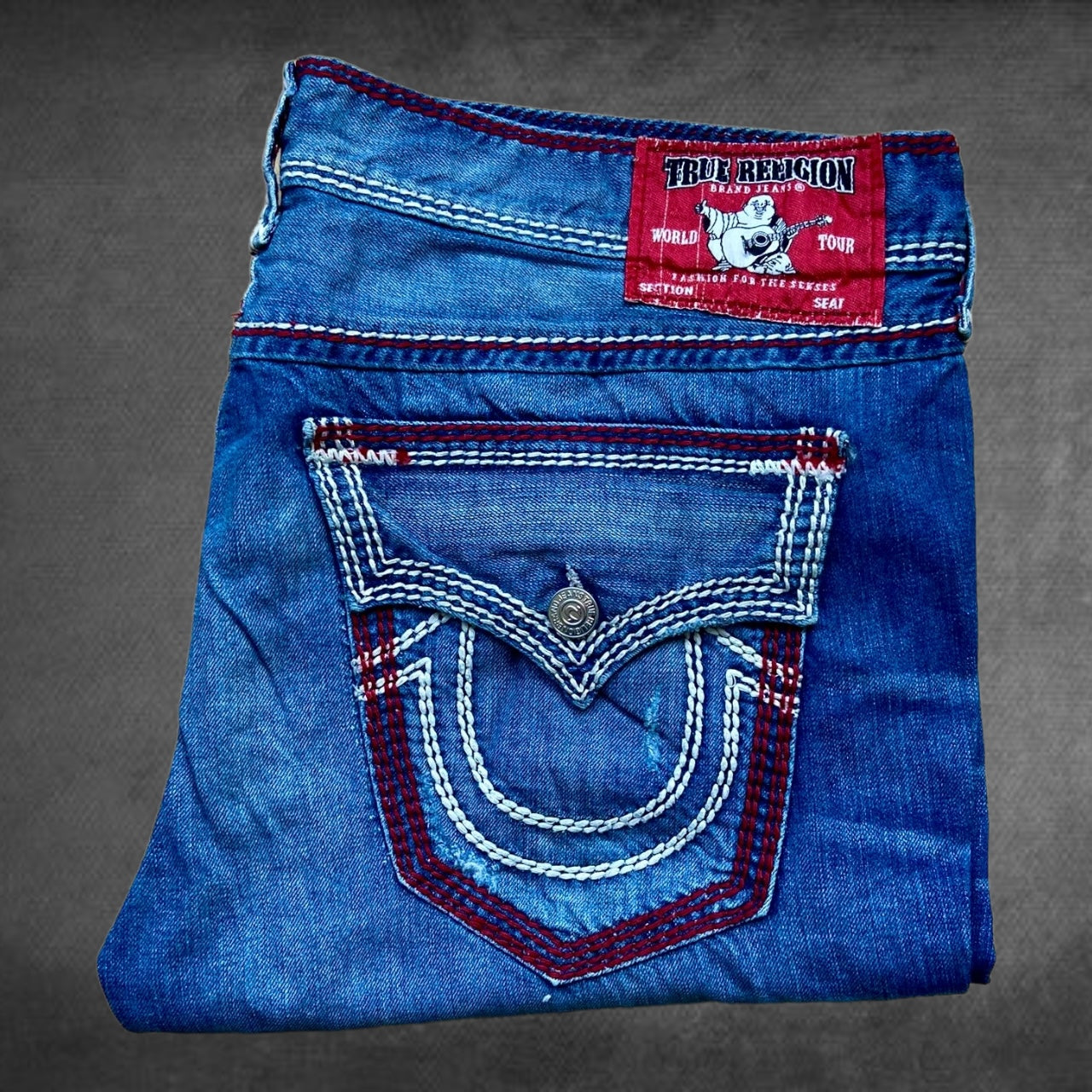 True Religion Mega QT Red Stitch Jeans