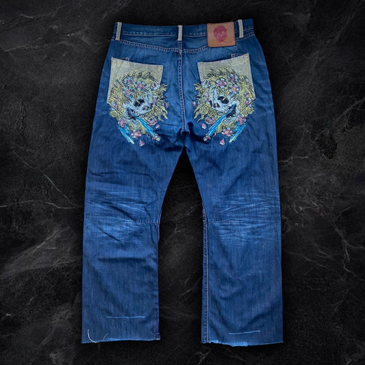 Ed Hardy Embroided Rhinestone Jeans