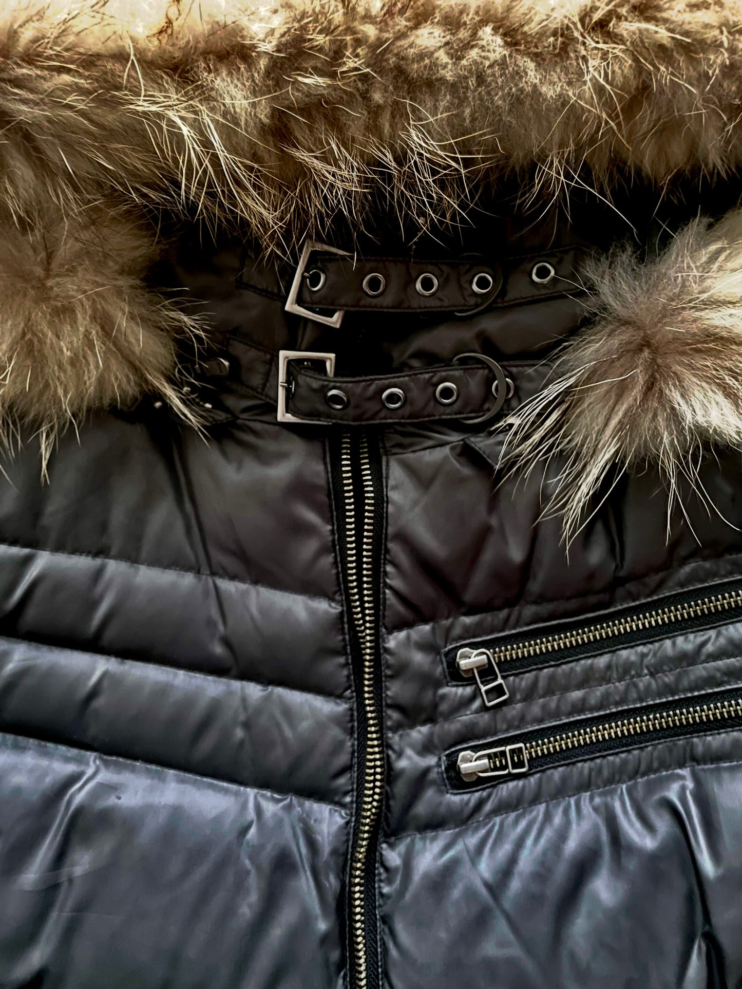 Japanese branded 
fur puffer jacket