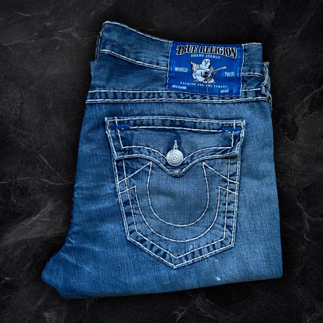 True Religion Ricky Super T Blue Tab Jeans