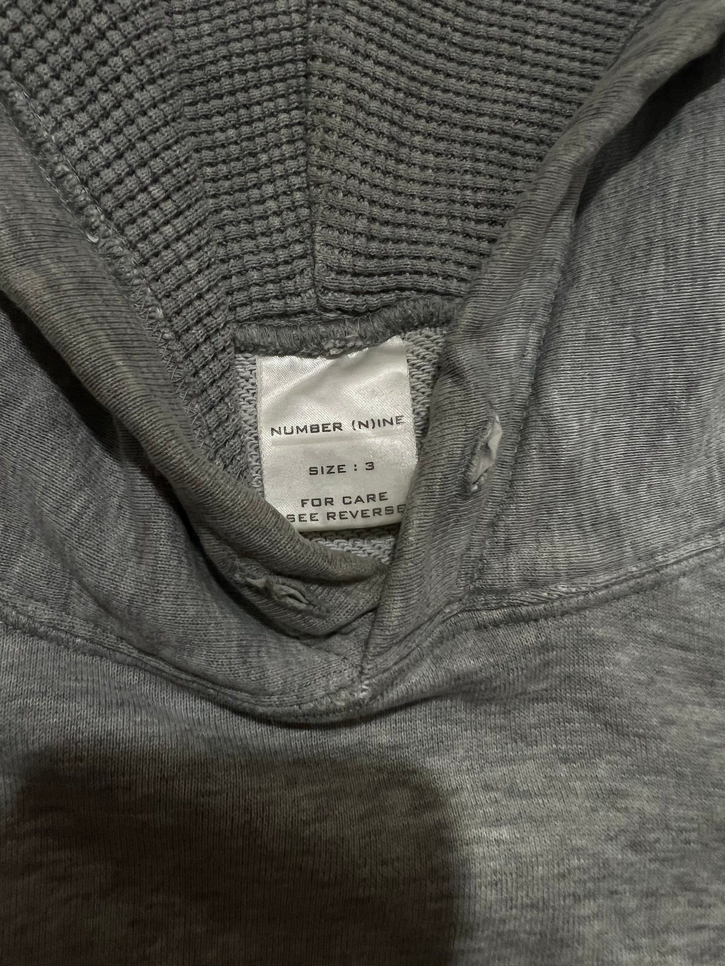 Number (N)ine Grey AW01 Shield Hoodie