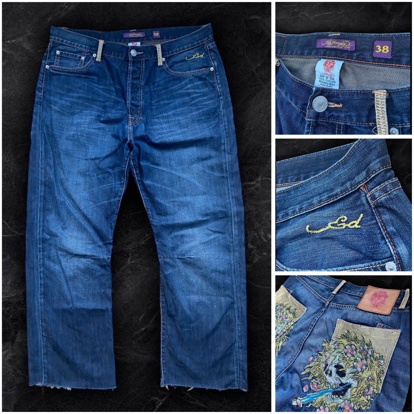 Ed Hardy Embroided Rhinestone Jeans