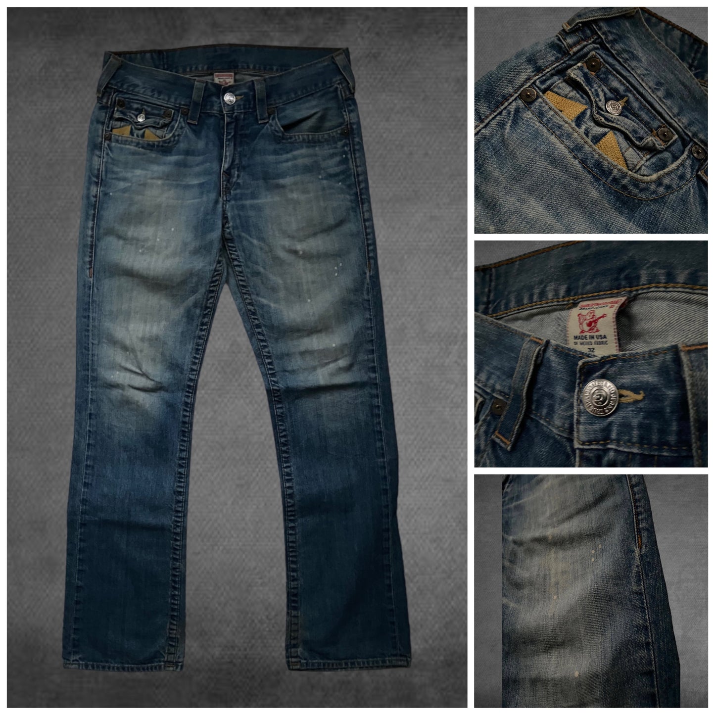 True Religion Yellow Logo Jeans