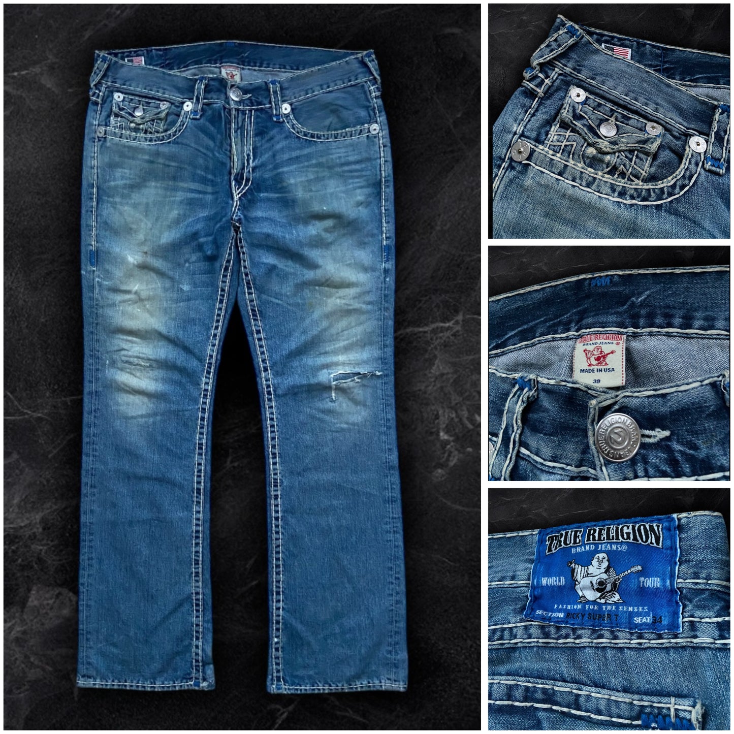 True Religion Ricky Super T Blue Tab Jeans