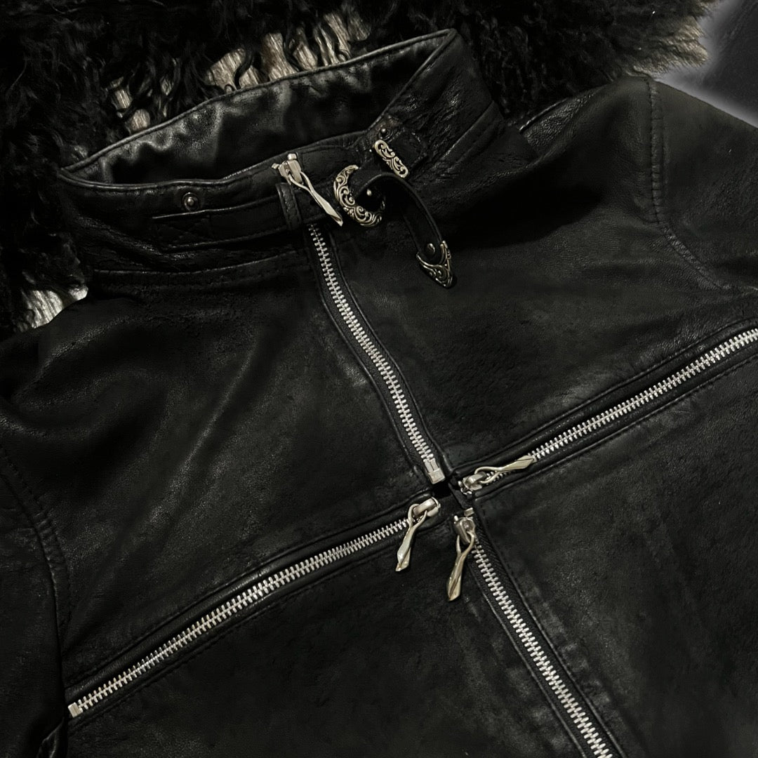 14th Addiction Fur Cross Zip Jacket