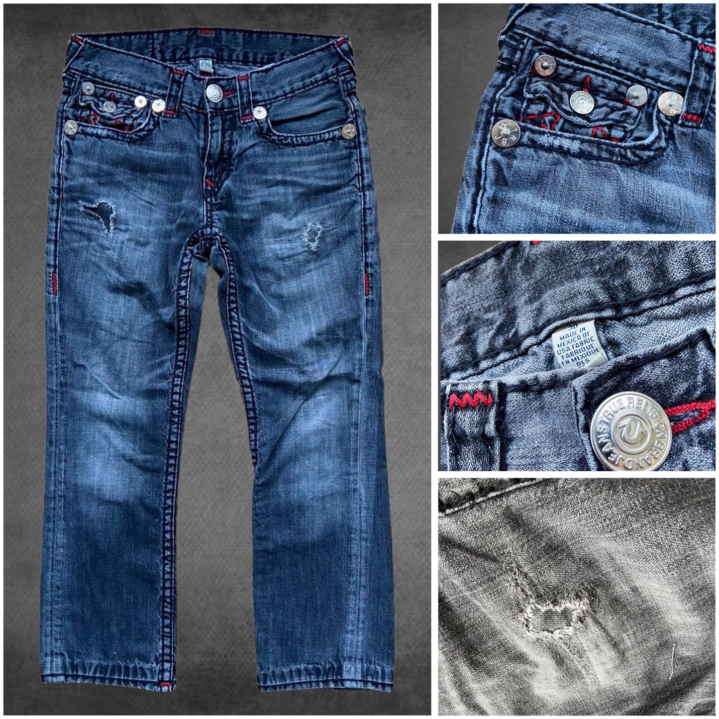 True Religion Ricky Super T Red Stitch Jeans