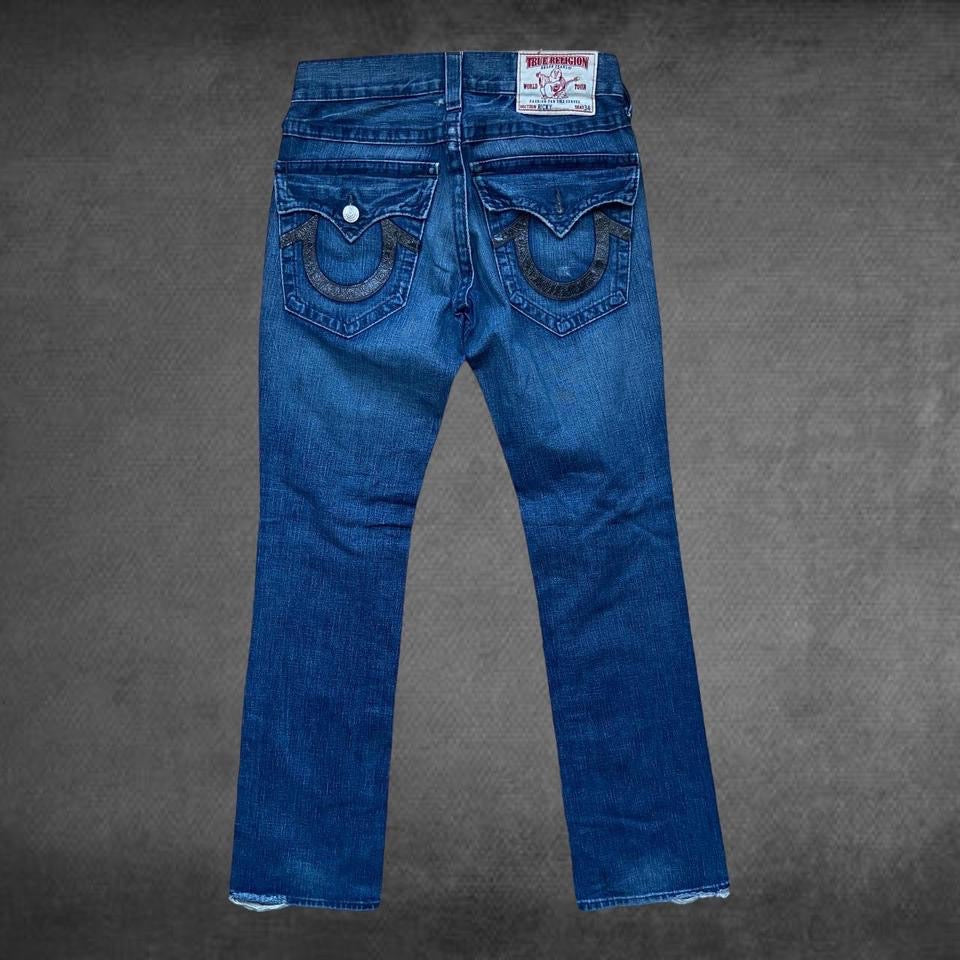 True Religion Leather Logo Jeans