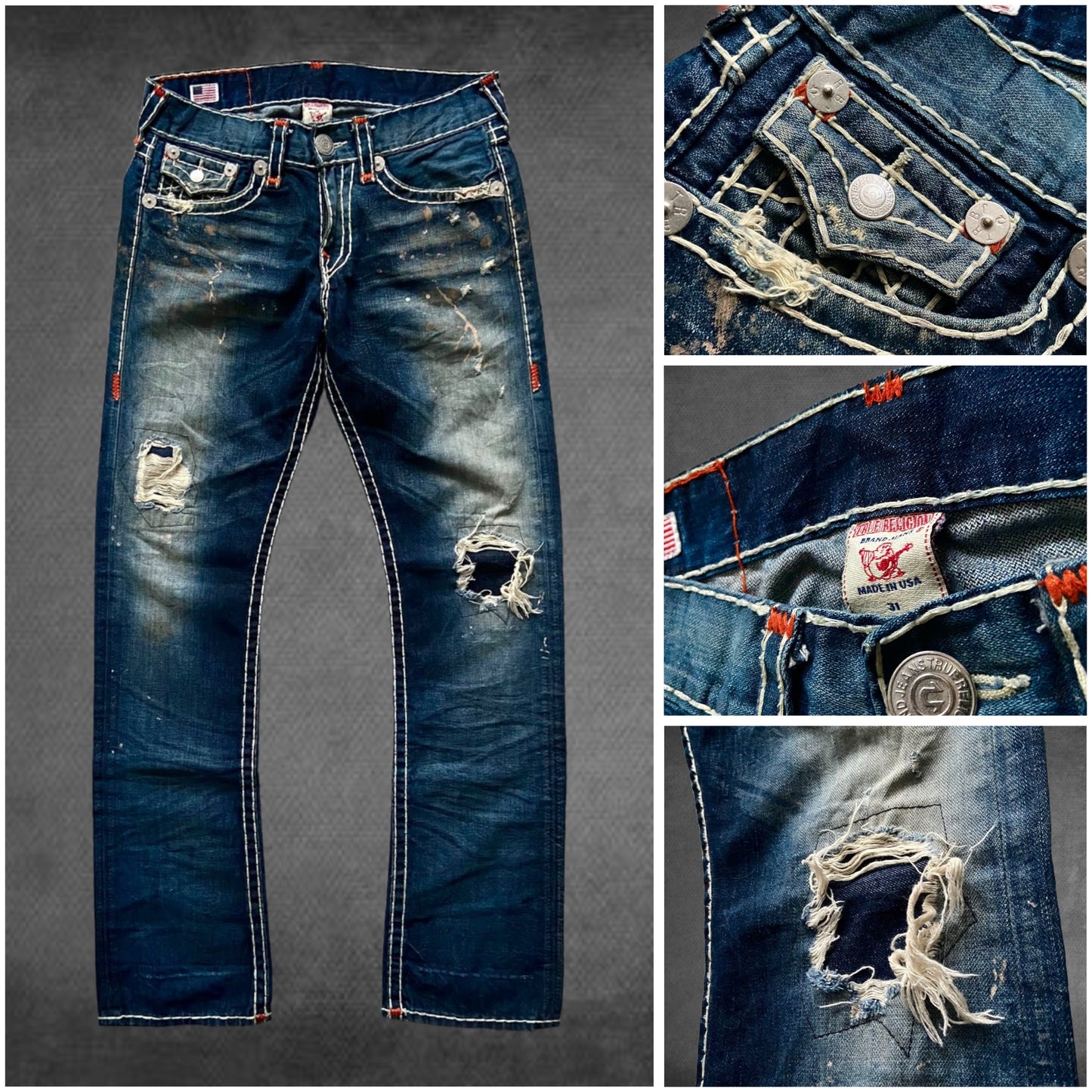 True Religion Ricky Super T Red Tab Jeans