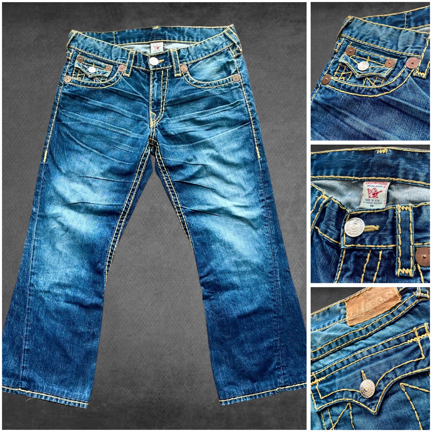 True Religion Joey Super T Yellow Stitch Jeans