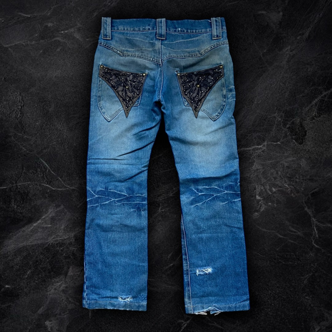 Insanely Detailed Ifsixwasnine x Tornado Mart x Hysteric Glamour Style Jeans.