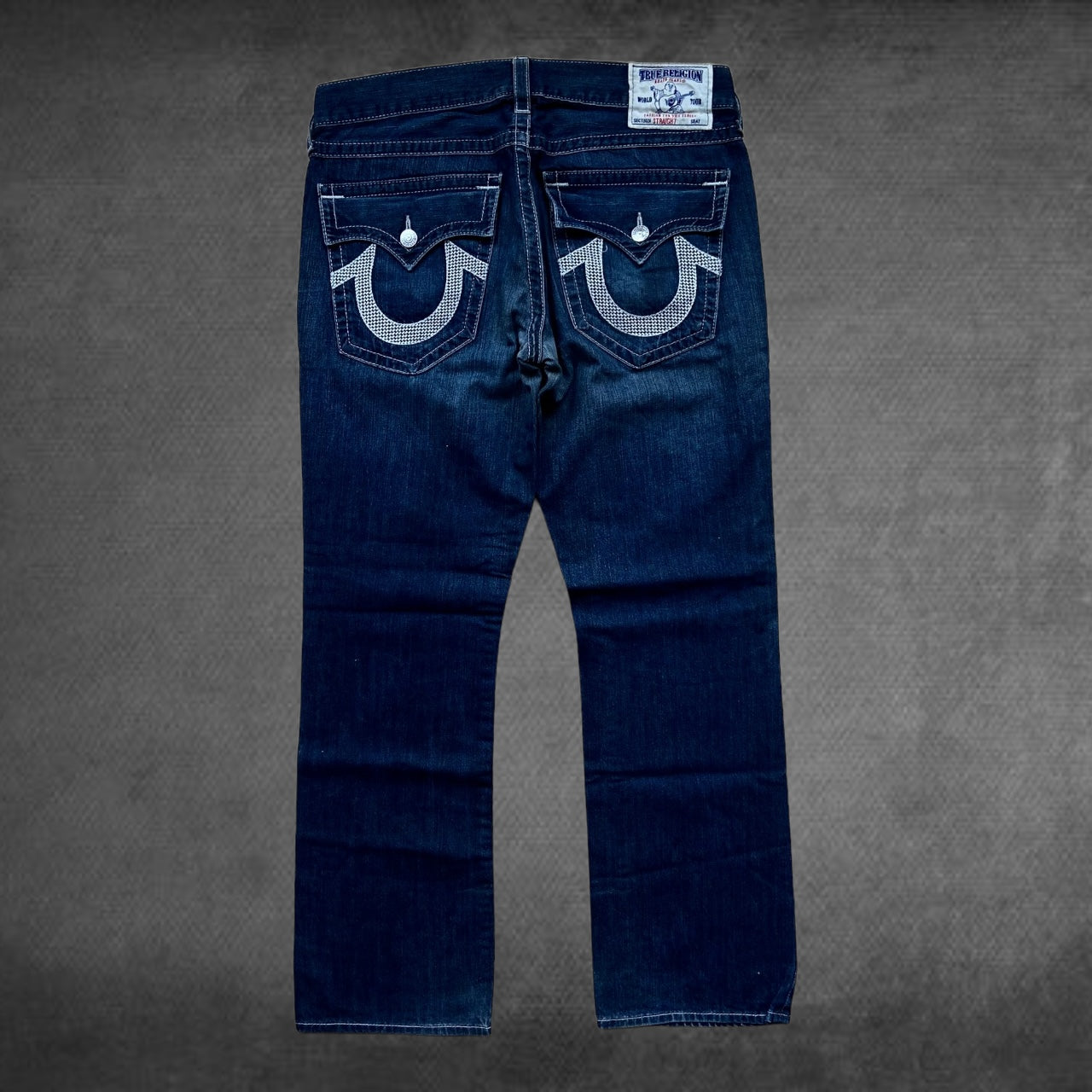 True Religion Checkered Stitch Jeans